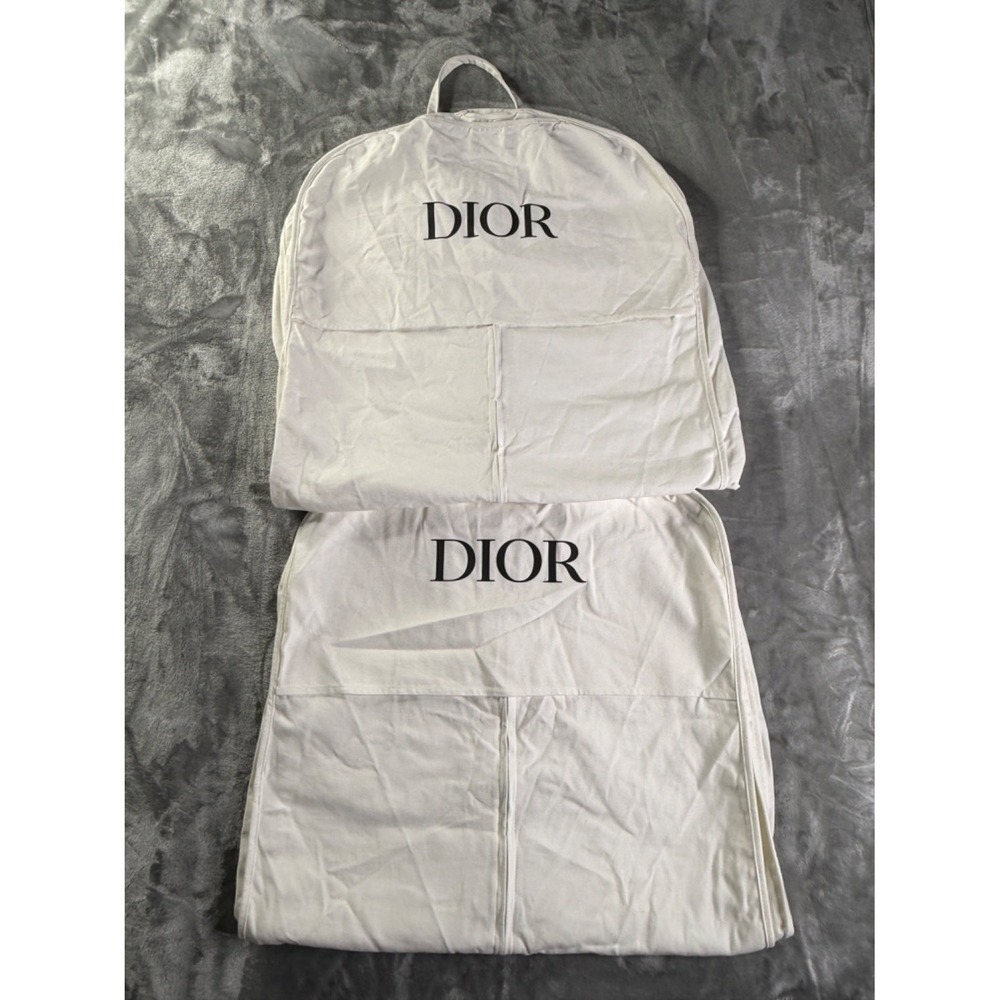 Dior Garment Bag White Canvas Suit Cover Travel Storage Zip Logo 37x26 - Picture 6 of 9